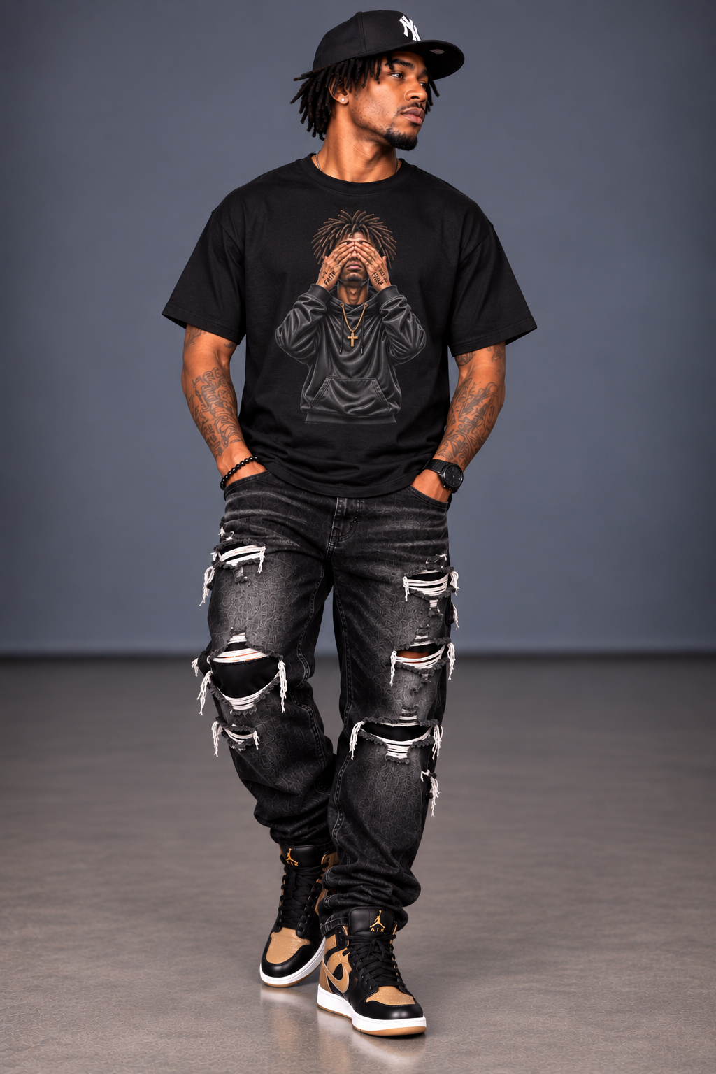 For We Walk By Faith & Not By Sight Boxy T-shirt Black